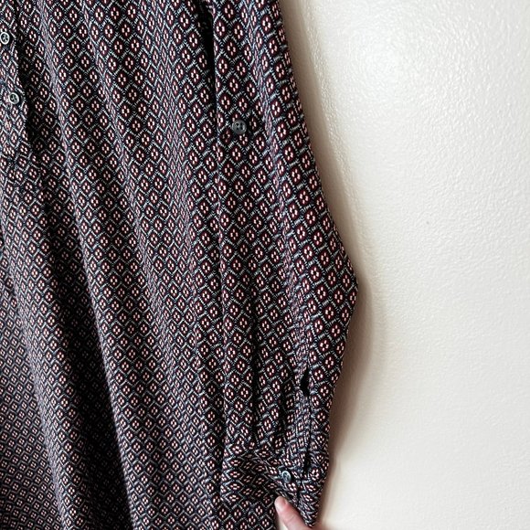 LOFT Petite Shirt Dress with Navy / Burgundy Pattern - Picture 5 of 11